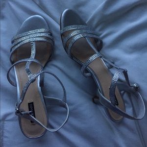 Sparkly rhinestone silver heels